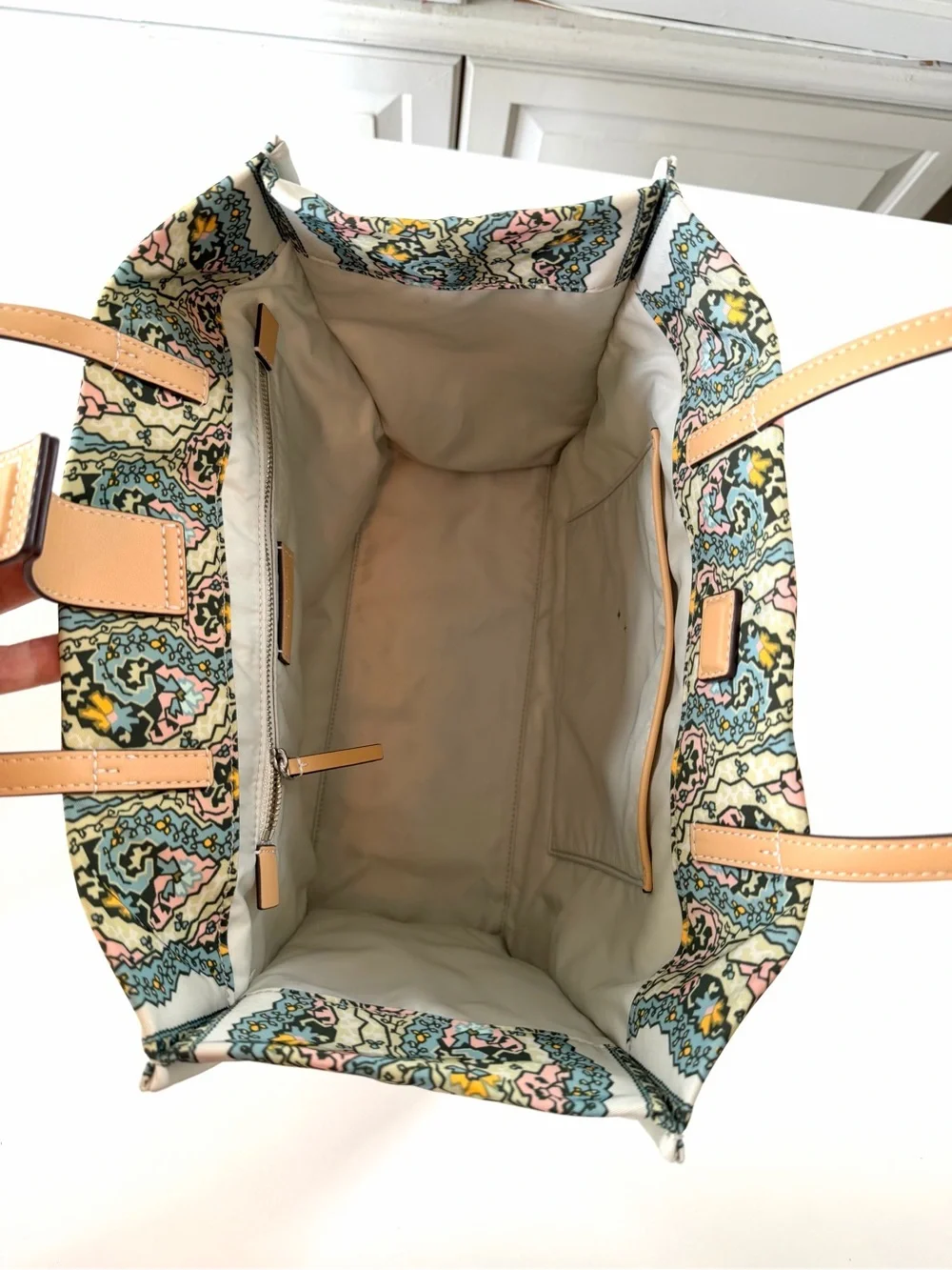 Tory Burch Ella Printed Tote Blue Dream Paisley Floral Paisley